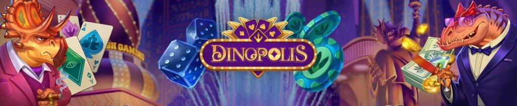 Dinosaurier, spelkort och pengar - Dinopolis slot Banner