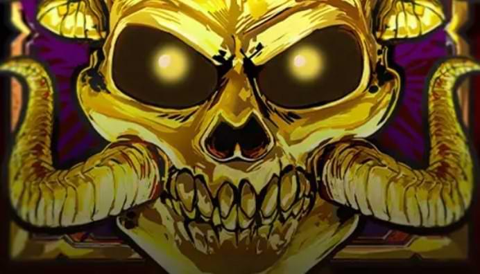 Dodskalle i guld med horn - Lordi Reel of Monsters - spelautomat PlaynGo recension