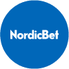 Rund bla logga med vit text- NordicBet recension