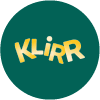 Rund gron logga med gul text - Klirr Casino - recension