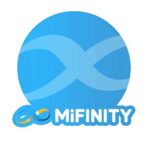 Rund bla logo med text Mifinity - E-planbok - betalningsmetod