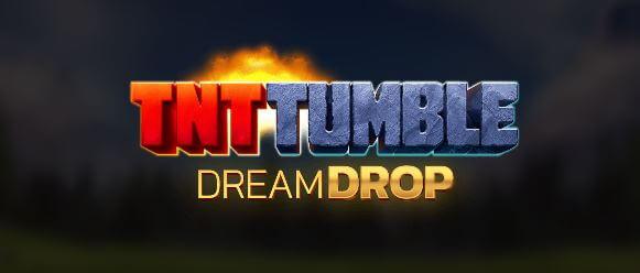 Svart bakgrund med text i rott, blatt gult TNT Tumble Dream Drop