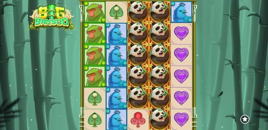 Gron bamboo med spelplan och symboler Panda Animal World Day Big Bamboo slot