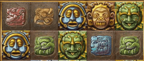 Symboler i form av masker i olika farger Gonzitas Quest