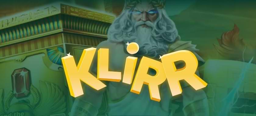 Gron bakgrund guld och gud med skagg fran spelautomat - gul text Klirr - online casino ny design