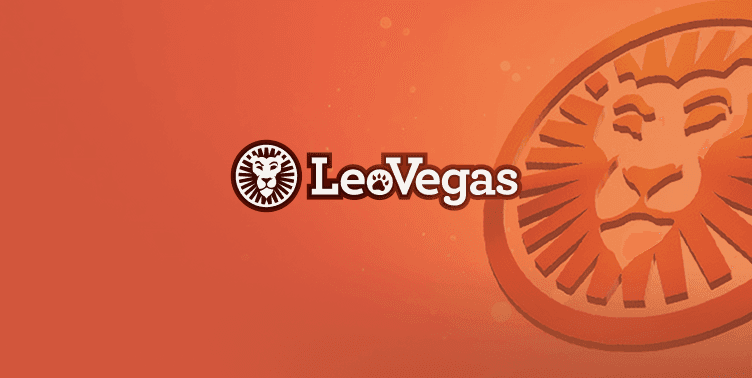 Orange banner med lejon ikon - text - LeoVegas casino - recension