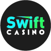 Svart rund logga Swift Casino - recension