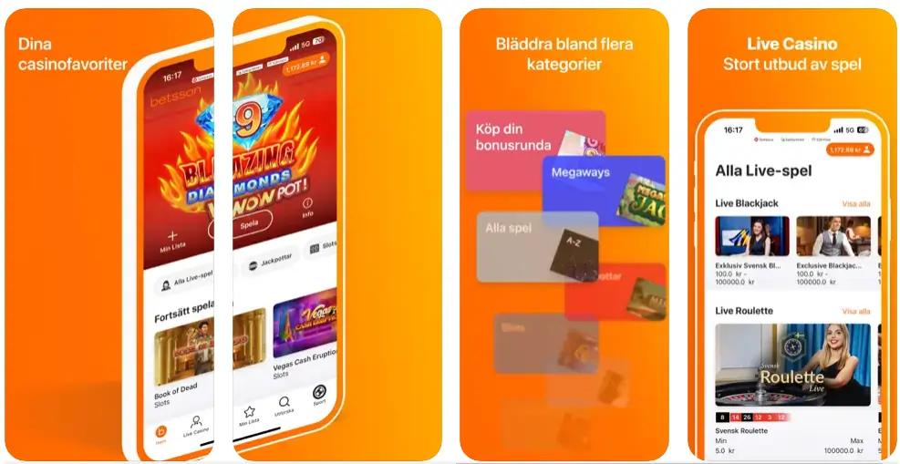 Betsson app iOS casino